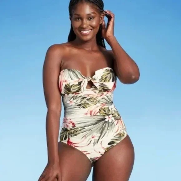 Women's Pique Bandeau High Coverage One Piece Swimsuit - Kona Sol™ Multi - Picture 2 of 7